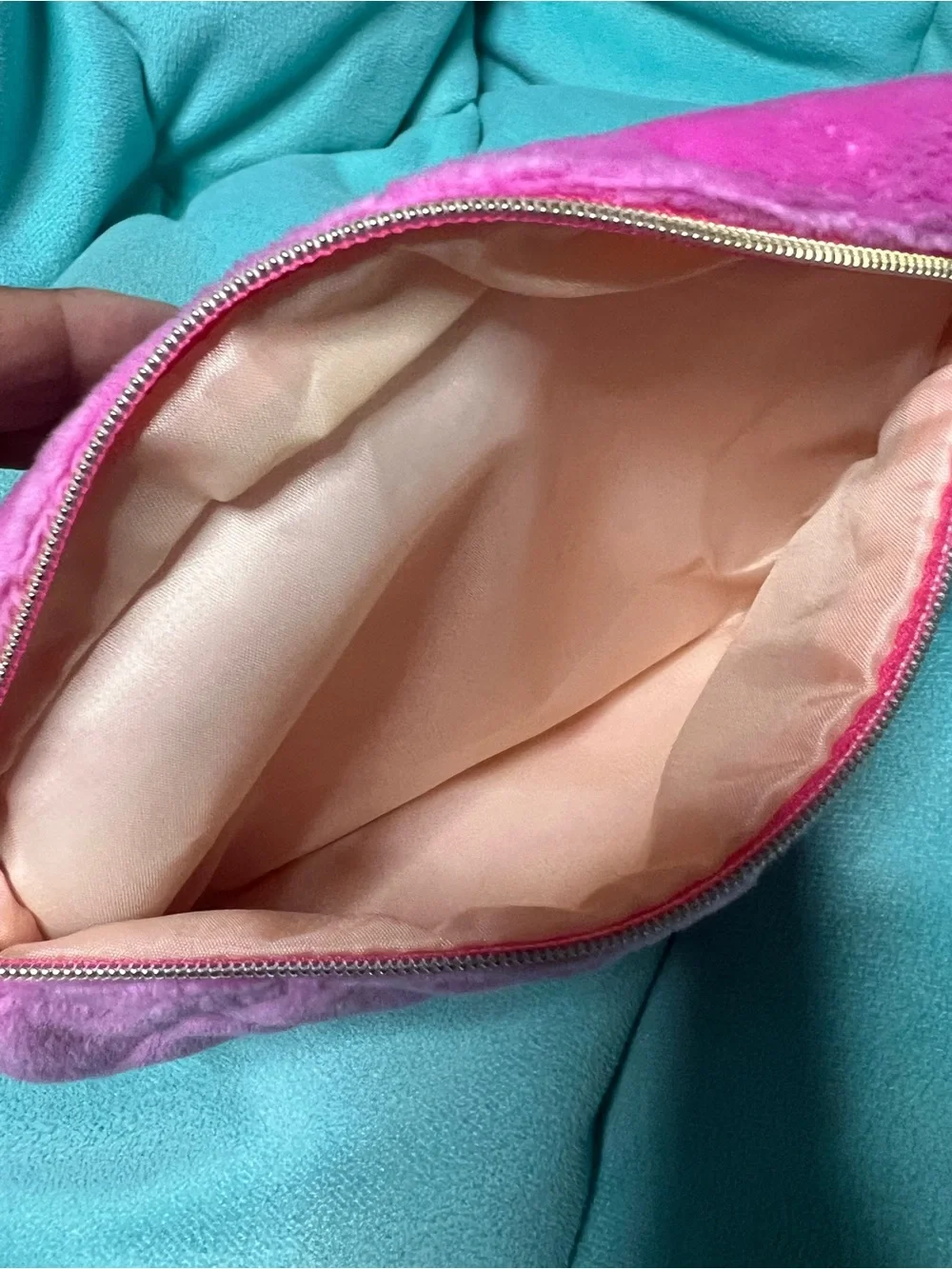 ipsy Pink Glitter, Green Glitter & Teal Patterned Cosmetic Pouch Trio